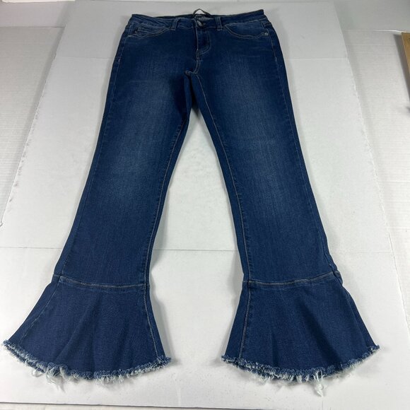 Judy Blue Jean Women 28x25* Crop Flare Skinny Mid Rise Blue Stretch Denim Tag 28 - Picture 1 of 16